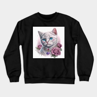 Rosey White British Shorthair Kitten Crewneck Sweatshirt